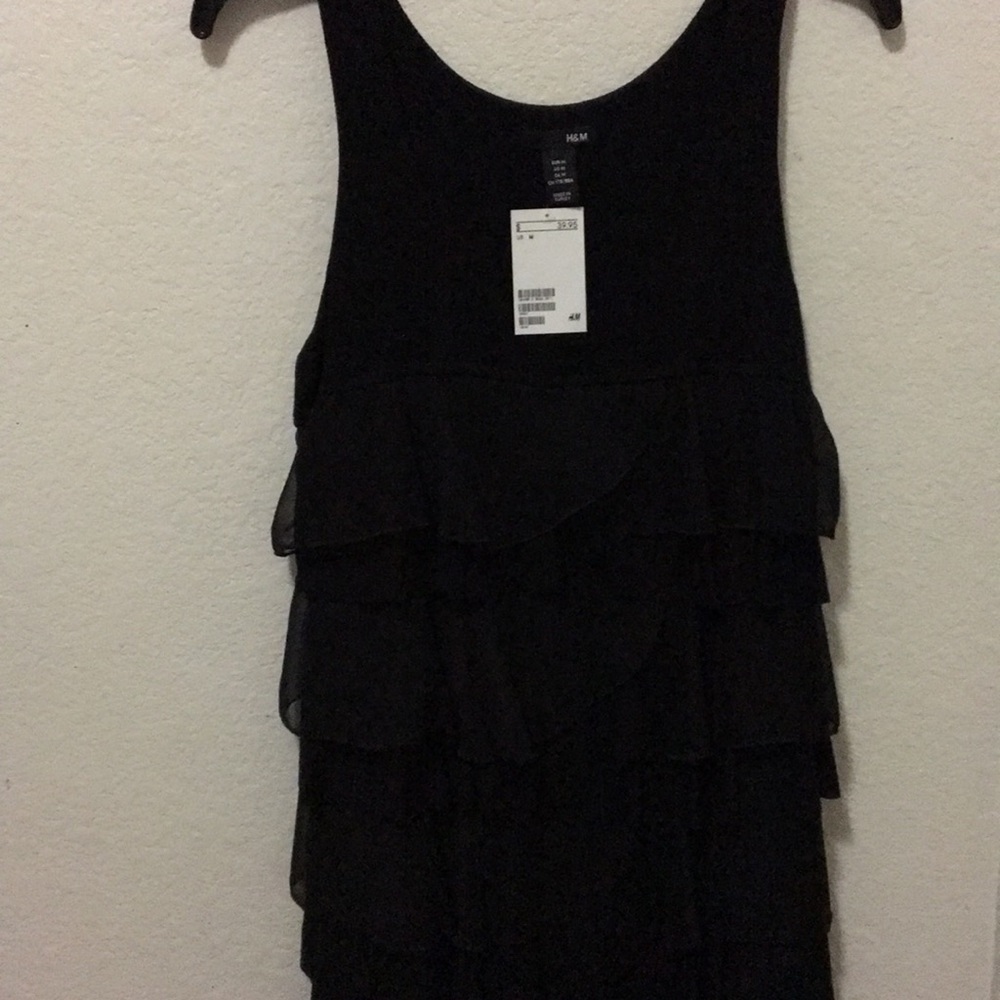 black h&m ruffle dress